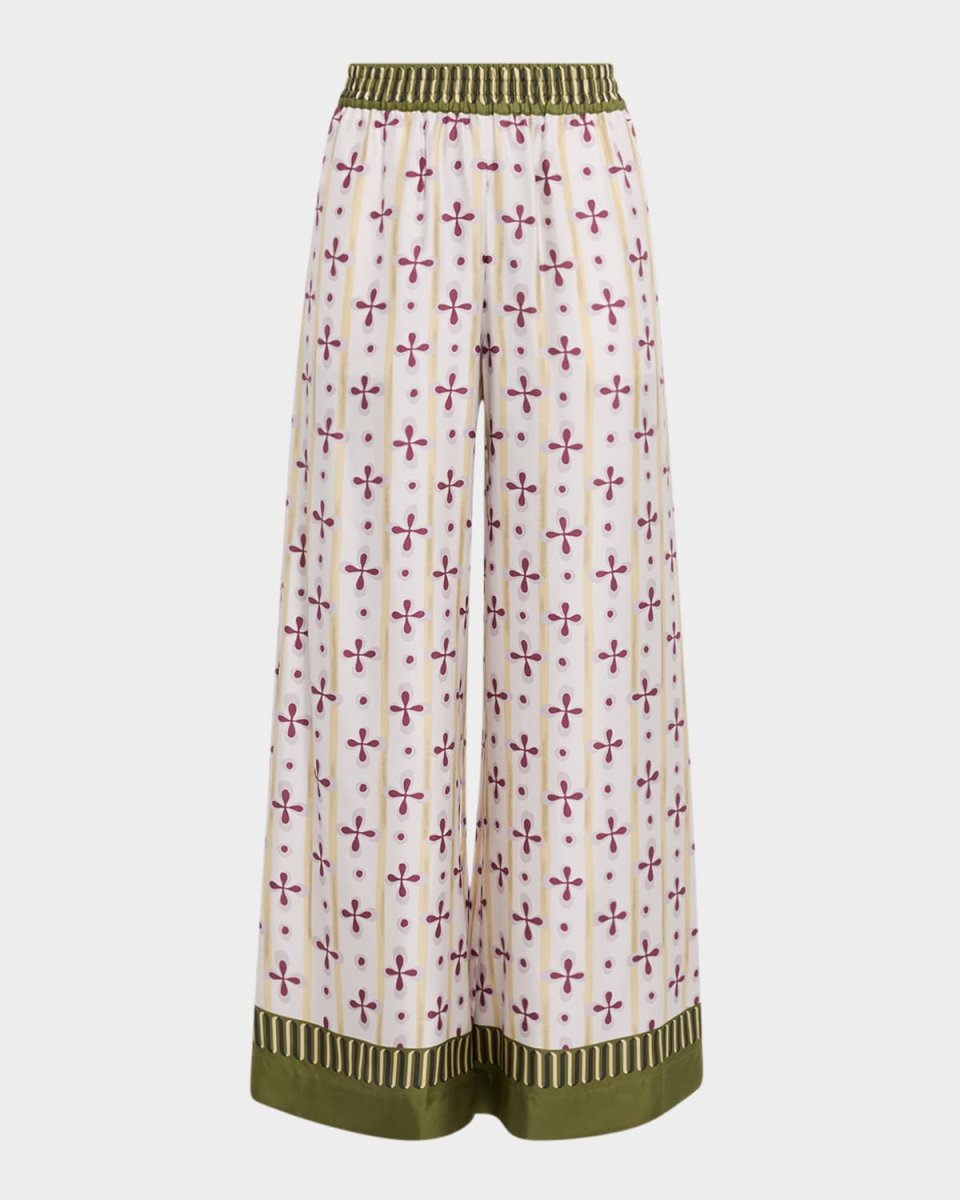 Printed Silk Wide-Leg Palazzo Pants